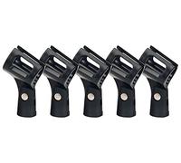 Juego de 5 Abrazaderas de Micrófono Pronomic Neopreno Negro/Ancho - Abrazadera Elástica para Micrófono - Rosca de Montaje de Latón 5/8" - Adaptador de Rosca 5/8" (externo) a 3/8" (interno) - Negro