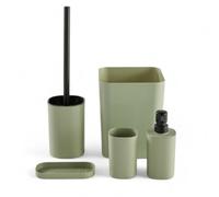 Juego de 5 Accesorios de plástico para baño Verde