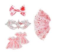 Juego de 5 accesorios para disfraz de Halloween, falda de malla de manchas de sangre de terror, máscara de encaje, conjunto de disfraz de Halloween para mujer, disfraz de fiesta