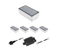 Juego de 5 adoquines LED CUS IP67 230V 20x10x4cm blanco frío