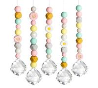 Juego de 5 adornos de cristal para interiores, con colgantes facetados para decoración de ventanas soleadas y esquinas, adorno de ventana de cristal, colgante de prisma con cuentas, para interior