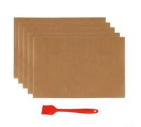 Juego de 5 alfombrillas de cobre para cocinar al aire libre, alfombrillas no reutilizables con cepillo de aceite, para asar carne, verduras, pescado y más