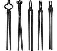 Juego de 5 alicates de forja para yunque, juego de fabricación de cuchillos, incluye alicates planos, alicates cuadrados, alicates para pernos, alicates de hoja y alicates de mordaza de lobo