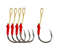 Juego de 5 anzuelos for Pesca Vertical en Alta mar, con Doble o Simple rebaba y Funda roja, Ideales for Lenta Altura(Single Hook,24#)