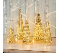 Juego de 5 árboles de Navidad de cristal de mercurio, novedad 2026 con brillo plateado, decoración de mesa festiva para fiestas navideñas, elegante decoración de abrigo e idea de regalo (B)
