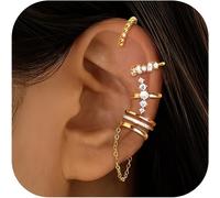 Juego de 5 Aretes de Ear Cuff para Mujer, Aretes Falsos Ajustables para Cartílago y Hélix, Ear Cuffs Sin Perforación