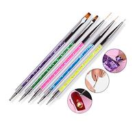 Juego de 5 bolígrafos para decoración de uñas, pincel de pintura de melena de doble extremo, incluye pinceles de delineador y bolígrafo de punteado, herramientas de manicura DIY