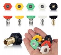 Juego de 5 boquillas de alta presión Quick Connect de 1/4" - Ángulo de pulverización 0° - 60°, apertura 0,045", acero + ABS, hasta 250 bar, compatible con Rosfix, Lavor, Parkside, Bosch Pro, Kärcher