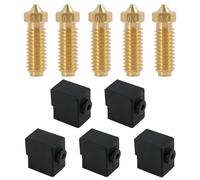 Juego de 5 Boquillas de Latón 0.4mm y 5 Sockets de Silicona para Bloque Calefactor, Kit de Recambio para Hotend del Extrusor, Accesorios para Impresora 3D, Compatible con Cobra 3、Cobra S1