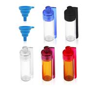 Juego de 5 botellas de cristal con 2 embudos, suministros médicos, polvo de especias con cuchara, mini botellas de almacenamiento portátiles para exteriores