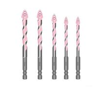 Juego de 5 brocas excéntricas de aleación de acero con dientes de sierra de cuatro bordes para azulejos de mampostería, porcelana, mármol, vidrio, granito que proporciona cortes de rosca suaves