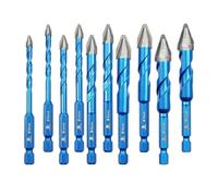 Juego de 5 brocas for taladro de plástico, madera, azulejos, vástago hexagonal, mampostería, vidrio, tornillo de carburo excéntrico(5pcs 10mm)