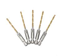 Juego de 5 brocas HSS con vástago hexagonal de 1/4 de pulgada para uso con taladros inalámbricos y portabrocas estándar en varios materiales (3 mm)