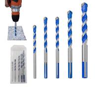 Juego de 5 brocas para hormigón, juego de brocas de mampostería, juego de brocas de carburo de tungsteno de 4/5/6/8/10 mm, juego de brocas de martillo a prueba de golpes para cerámica, mármol