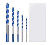Juego de 5 brocas para pared de ladrillo, broca de carburo de tungsteno ideal para azulejos, mampostería, hormigón, 4/5/6/8/10 (azul)