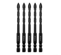 Juego de 5 brocas triangulares para vidrio y cerámica (6 mm) | Acero de carburo duro, corta vidrio para ladrillo de azulejos, tamaño de 6 mm, ajuste de vástago hexagonal