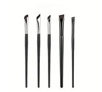 Juego de 5 brochas de maquillaje de precisión para ojos para una fácil creación de hermoso maquillaje de ojos, ángulo fino y ángulo plano inclinado ultra delgado para herramienta cosmética de belleza