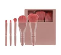 Juego de 5 brochas de maquillaje para rostro completo, para sombra de ojos, corrector, cepillo de viaje, con estuche de almacenamiento