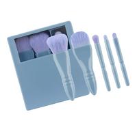 Juego de 5 brochas de maquillaje para rostro completo, para sombra de ojos, corrector, cepillo de viaje, con estuche de almacenamiento