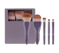 Juego de 5 brochas de maquillaje para rostro completo, para sombra de ojos, corrector, cepillo de viaje, con estuche de almacenamiento