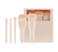 Juego de 5 brochas de maquillaje para rostro completo, para sombra de ojos, corrector, cepillo de viaje, con estuche de almacenamiento