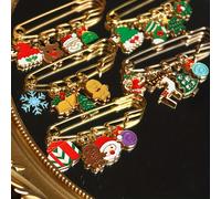Juego de 5 broches de Navidad: Árbol de Navidad, Muñecos de Nieve, , Calcetines, y Caramelos, Insignias de Metal, Accesorios para Ropa y Mochilas, Regalos Navideños y