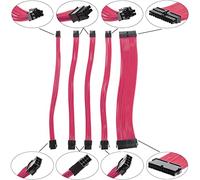 Juego de 5 cables de alimentación de extensión de nailon de 18 AWG, 24 pines/8P (4+4P) PCI-E de 8 pines / 6P PCI-E de 30 cm