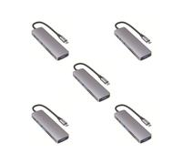 Juego de 5 cables de estación de acoplamiento 6 en 1 UBS C Hub Herramienta de conexión para equipos divisores de teléfono celular, lector de tarjetas externas