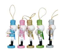 Juego de 5 cascanueces en miniatura hechos a mano, con acabado brillante, decoración de árbol, cascanueces en miniatura, decoración para colgar