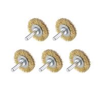 Juego de 5 cepillos alambre 1-1/2 pulgadas for banco, acero chapado en latón, con vástago 1/4 pulgada