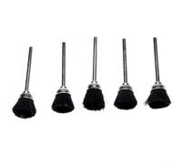 Juego de 5 cepillos de nailon con vástago de 3 mm para herramientas giratorias, ruedas de pulido abrasivas rígidas para metal, eliminación de óxido, desbarbado y acabado