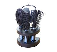 Juego de 5 cepillos de peine, soporte para cepillo de pelo de espejo, peines de masaje profesional, herramientas de peinado del cabello, soporte de tubo de escape, espejo rizador, juego ligero y
