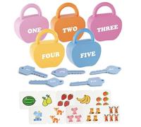 Juego de 5 cerraduras y llaves de juguete Manzanas Alfabeto Cerraduras de aprendizaje Juego de juguetes de llaves para bebés Montessori con tarjetas para niños pequeños 3+ Juguetes de habilidades mo