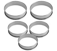 Juego de 5 círculos para tartas de doble bobinado, moldes para panqueques redondos, círculos de acero inoxidable, círculos de pastelería antiadherentes, para hornear, postre, magdalenas, cocina
