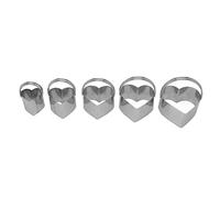 Juego de 5 cortadores de galletas con asa, moldes de galletas de acero inoxidable para hornear, formas de corazón para el día de San Valentín, fácil de usar y limpiar, herramientas de cocina duraderas