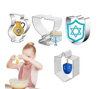 Juego de 5 cortadores de galletas de Janucá, con diseño de escudo de estrellas. ¡Celebra Hanukkah con cortadores! Estos cortadores de galletas de Janucá son un divertido molde de galletas para