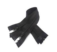 Juego de 5 cremalleras de nailon, tamaño 3, 20-60 cm, con extremo abierto de resina, para costura de prendas.,Negro,20 centímetros