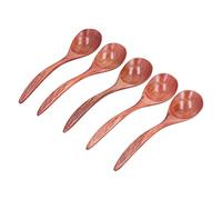 Juego de 5 cucharas de madera con mango largo, para azúcar, sal, té y condimentos; utensilios de cocina de madera de phoebe lisa con diseño de caparazón de tortuga antideslizante,