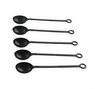 Juego de 5 cucharas de plástico marrón para cafetería y uso doméstico. Cucharas de medición de polvo precisas de 21 cm de longitud, diseño flexible
