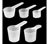 Juego de 5 cucharas medidoras, cucharas dosificadoras transparentes con escala, dosificadores de detergente, cucharas dosificadoras para café, proteínas en polvo, detergente (20/40/50/70/100 ml)