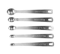 Juego de 5 cucharas medidoras de acero inoxidable de 11,2 x 1,7 cm, juego de cucharas medidoras de cocina de acero inoxidable con 5 piezas versátiles mini de metal para cocinar y hornear