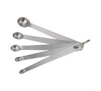 Juego de 5 cucharas medidoras de acero inoxidable para hornear y especias, herramientas de cocina con anillo