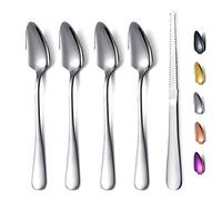 Juego de 5 cucharas para pomelo, 4 cucharas para pomelo de acero inoxidable y 1 cuchillo para pomelo con revestimiento de titanio, juego de utensilios para pomelo, cuchara con bordes dentados