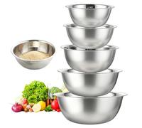 Juego de 5 cuencos de acero inoxidable, cuencos de cocina graduados, aptos para lavavajillas, 0,5 L, 0,9 L, 1,6 L, 2,05 L, 2,6 L, perfectos para mezclar salsas, aperitivos, cereales, postres y sopas