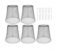 Juego de 5 cúpulas de alambre para protección de plantas con estacas para el suelo, refugios de jardín de metal diseñados para proteger las plantas de animales y daños ambientales (negro)