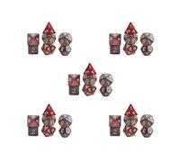 Juego de 5 dados poliédricos para juegos de mesa DND, color rojo