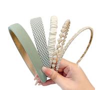 Juego de 5 diademas de perlas retro francesas, suaves y acolchadas, accesorios para el cabello para mujeres, bodas, fiestas, uso diario