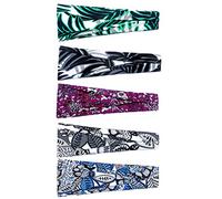 Juego de 5 diademas étnicas de yoga para mujer, coloridas hojas florales, estampado de leopardo, deportes, correr, banda ancha para el pelo, fitness, absorción del sudor, diadema de princesa