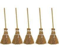 Juego de 5 escobas de bruja, accesorios de escoba en miniatura, decoración de hadas, escoba de canela, herramientas de barrido, escobas angulares, accesorios para casa de muñecas