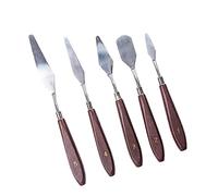 Juego de 5 espátulas profesionales de mezcla de acero inoxidable para pintura al óleo, kit de raspador de artista duradero, herramienta de pintura artística con mango de madera, ideal para artistas,